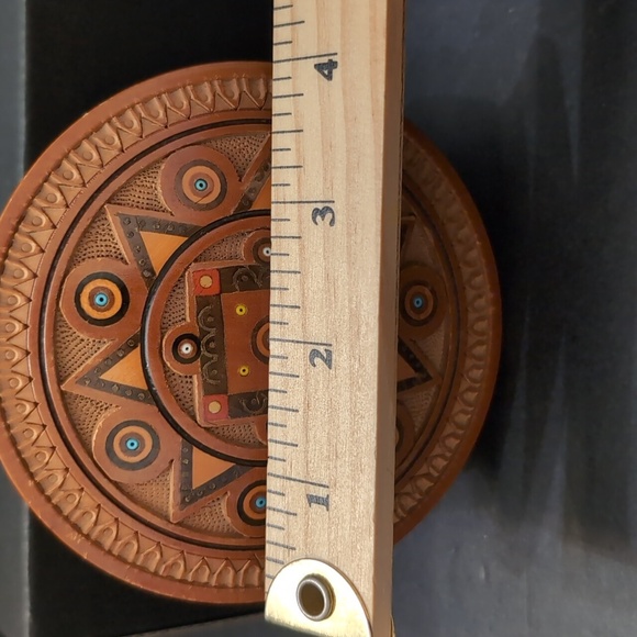 VGT,1983 Decorative Round Brown/ Orange Ukranian Hutsul Box. - Picture 8 of 9